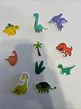 Colorful Dino Sticker Pack for Kids - Green, Yellow, Purple, Red, Orange, Teal